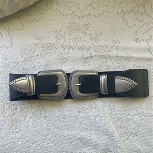 Double buckle western belt